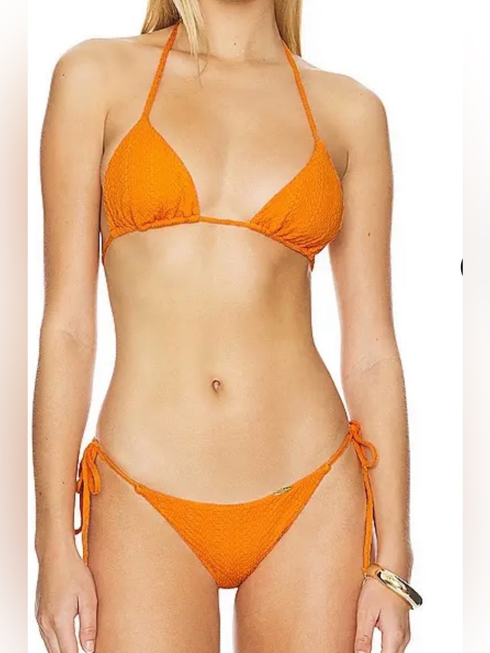 NWT Luli Fama Wavy Triangle Bikini in Orange